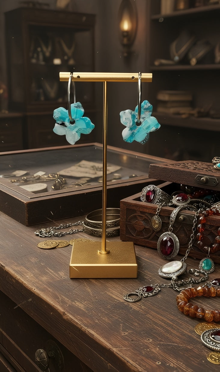 Delicate flower-shaped light blue Earrings