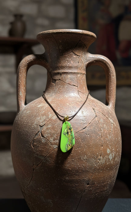 Lime-green pendant layered with accent butterflies Necklace