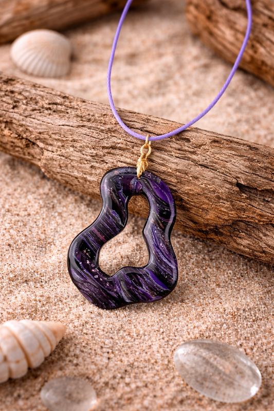 Deep violet and soft black DOUBLE-sided Necklace