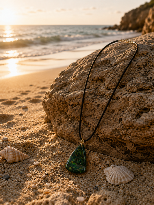 Darker shadows and lighter flecks give movement and depth to Necklace