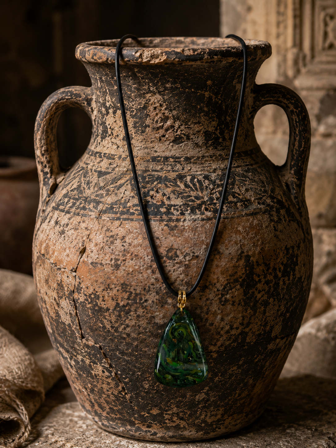 Darker shadows and lighter flecks give movement and depth to Necklace