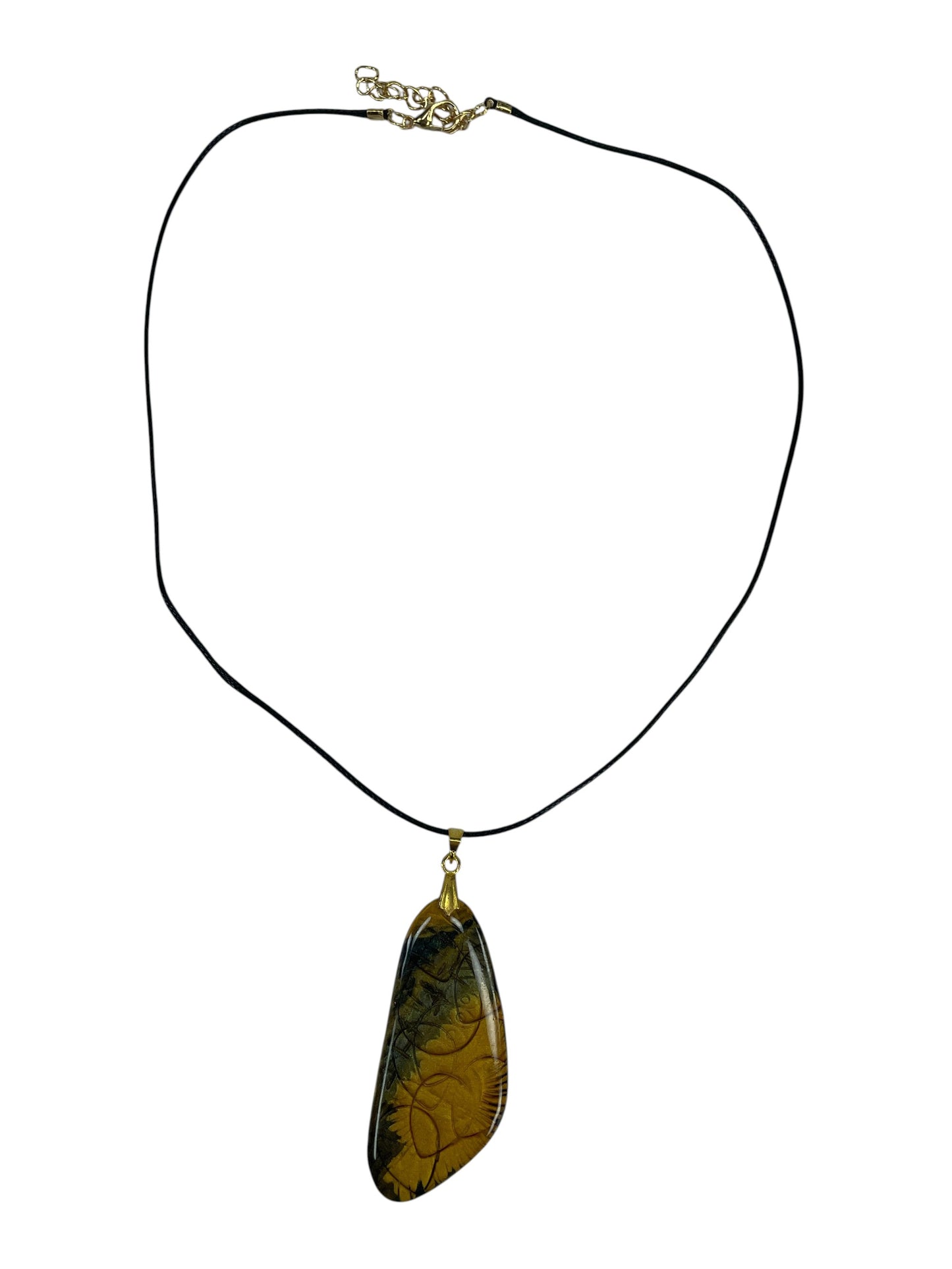 Golden amber tones blended with deep olive, smoky charcoal Necklace
