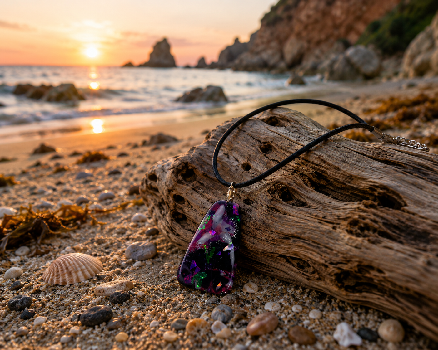 Bright and shimmering with vibrant flashes of color Necklace