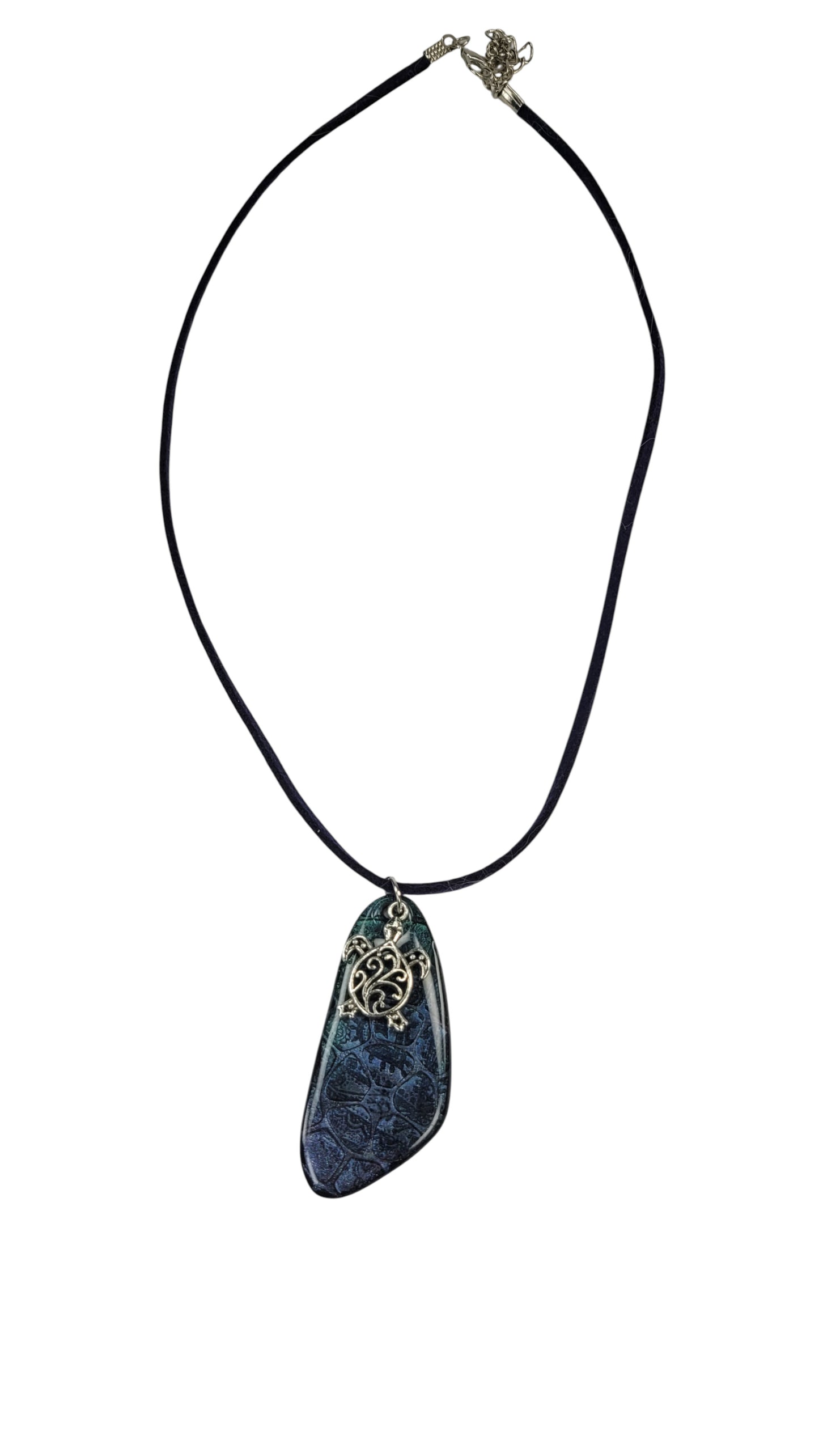 Ocean-like blues with silver turtle charm Necklace