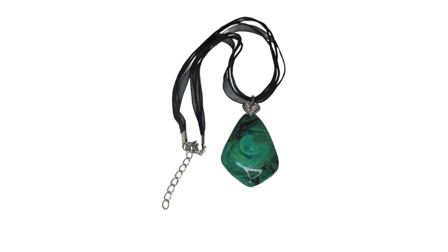 Green translucent abstract Necklace