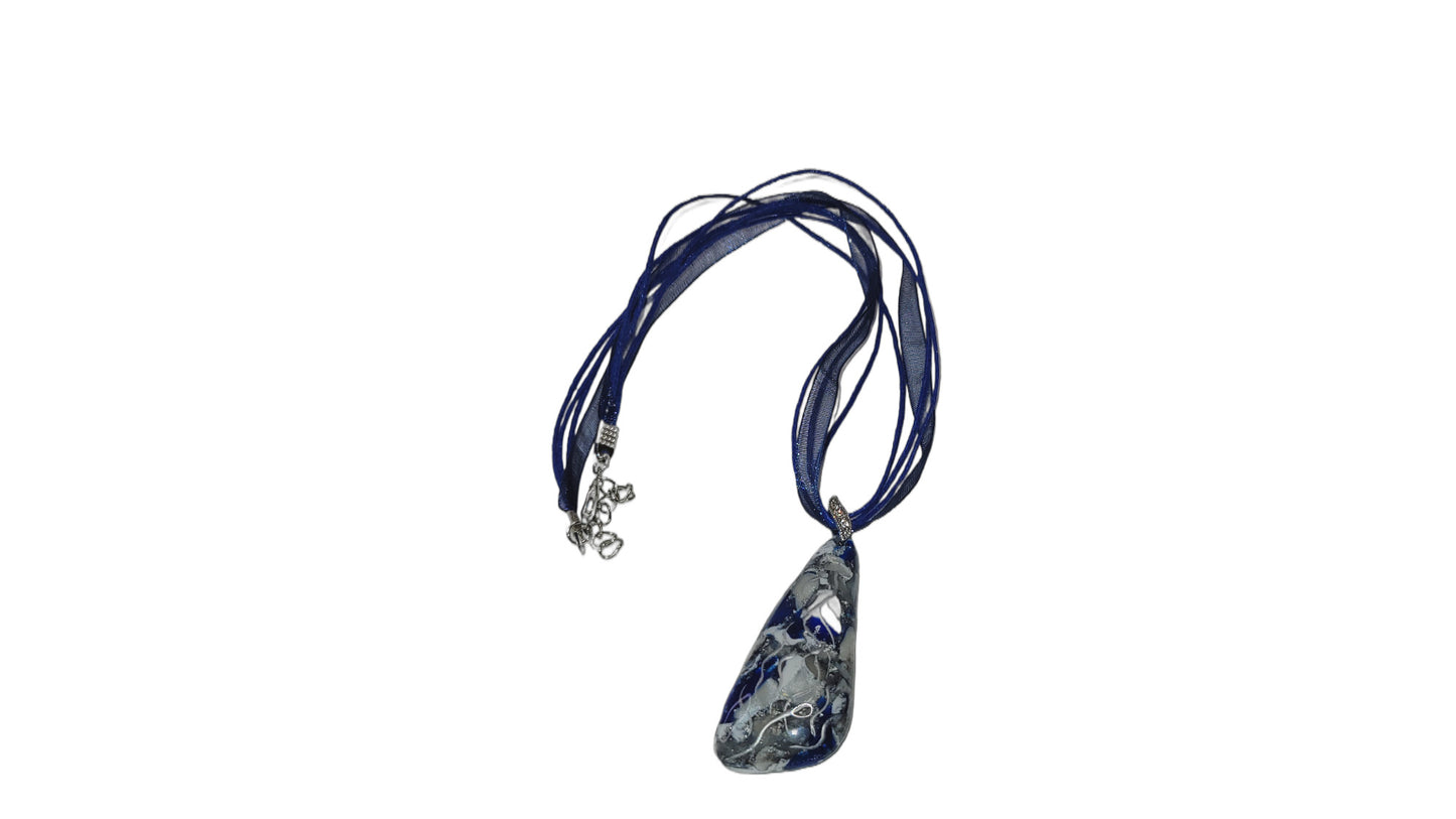 Bright blue and silver cabochon Necklace