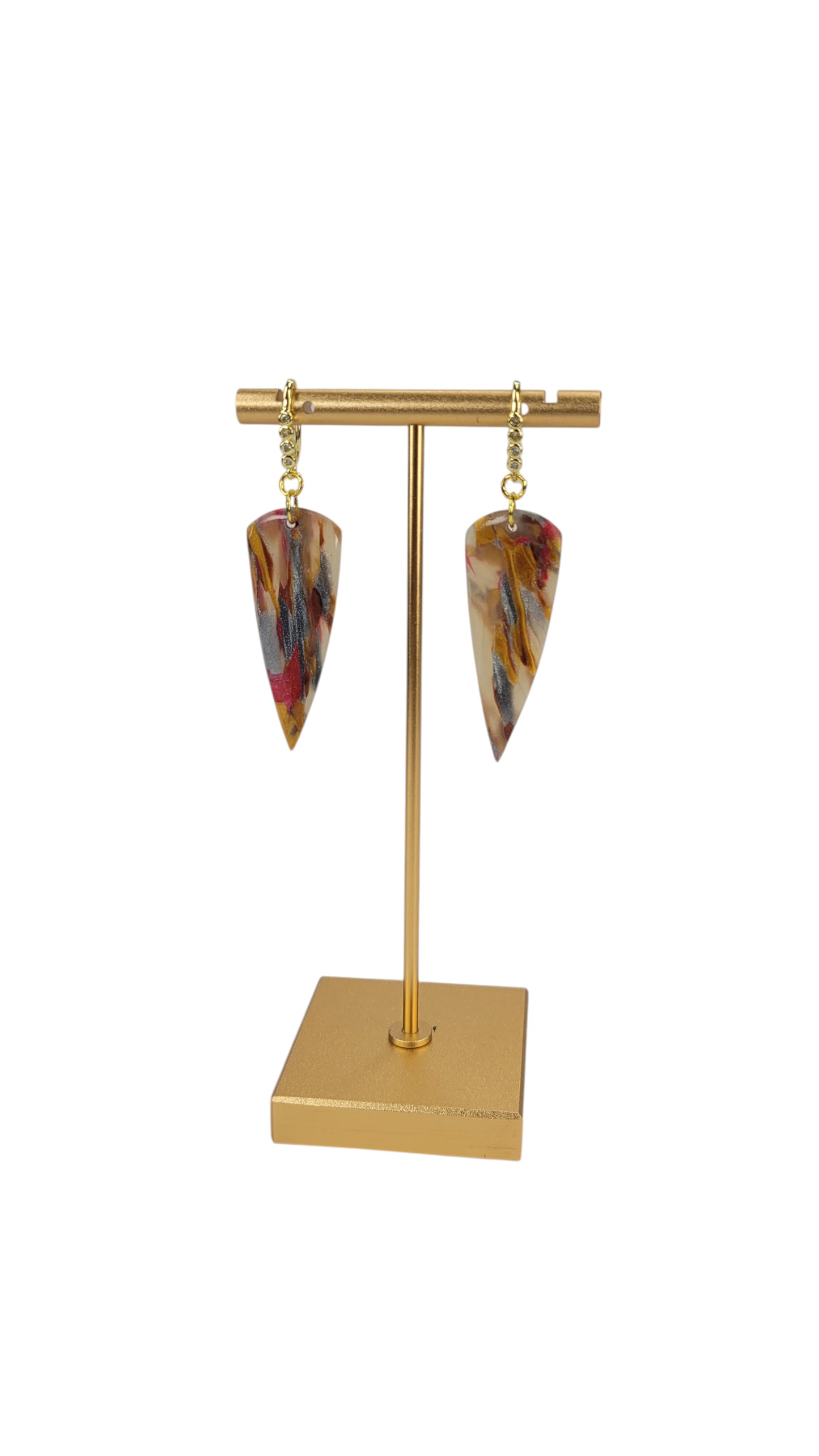Sleek, elongated with tiny clear crystals on hooks Earrings
