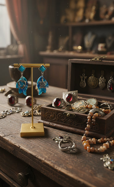 Soft Earrings with turquoise stud and mismatched cute charms