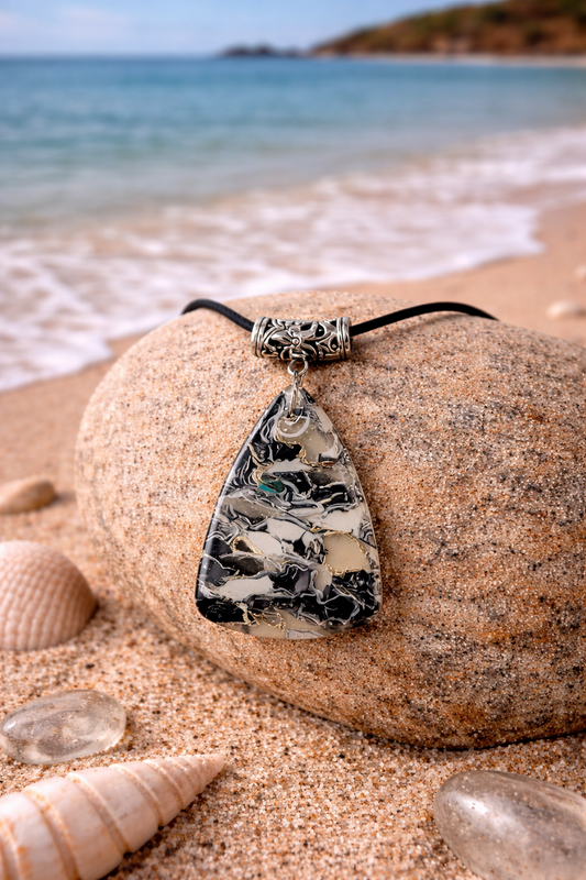 Abstract translucent golden lines Necklace
