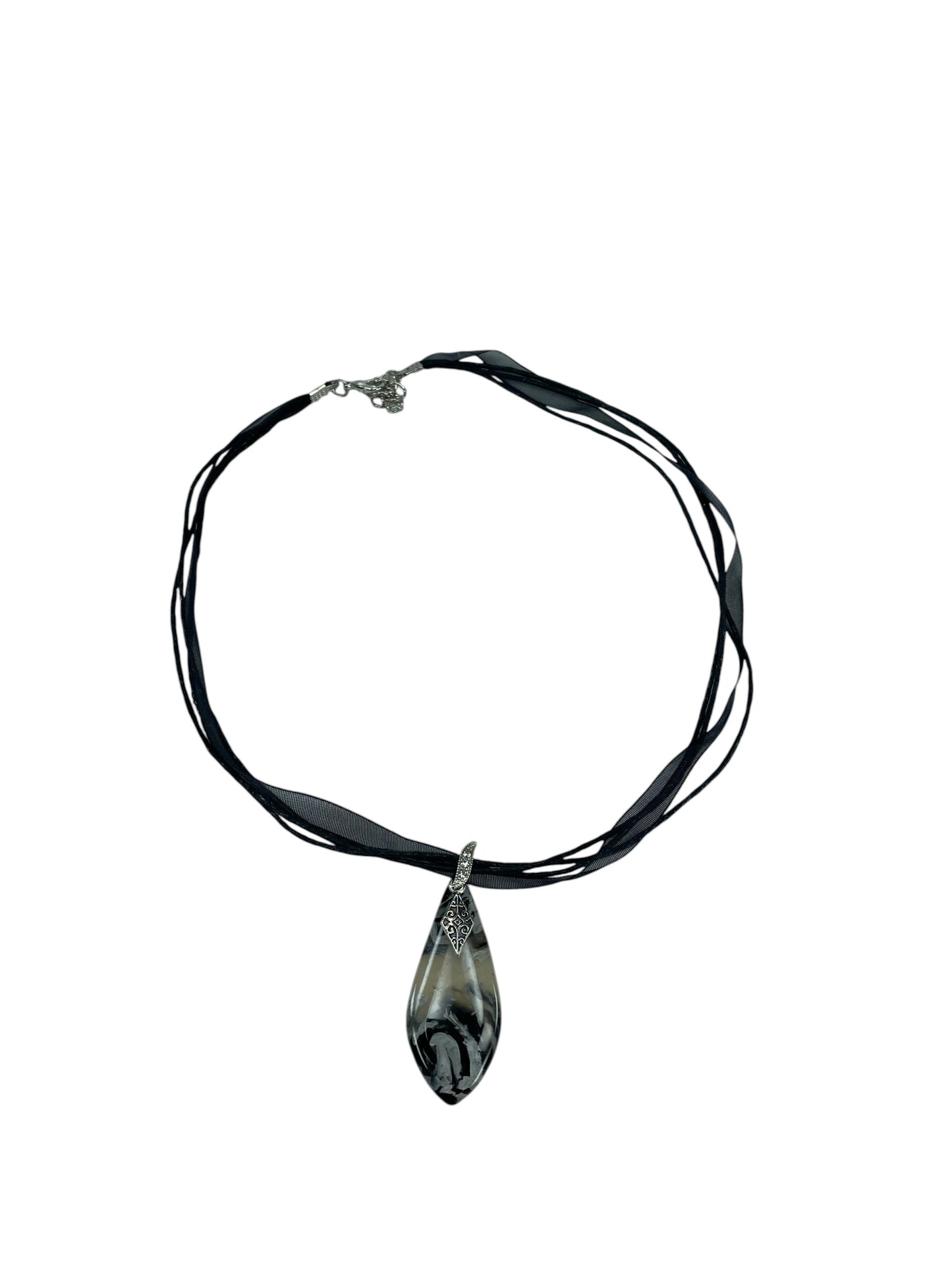 Soft gray, charcoal, and translucent pendant with cute charm Necklace