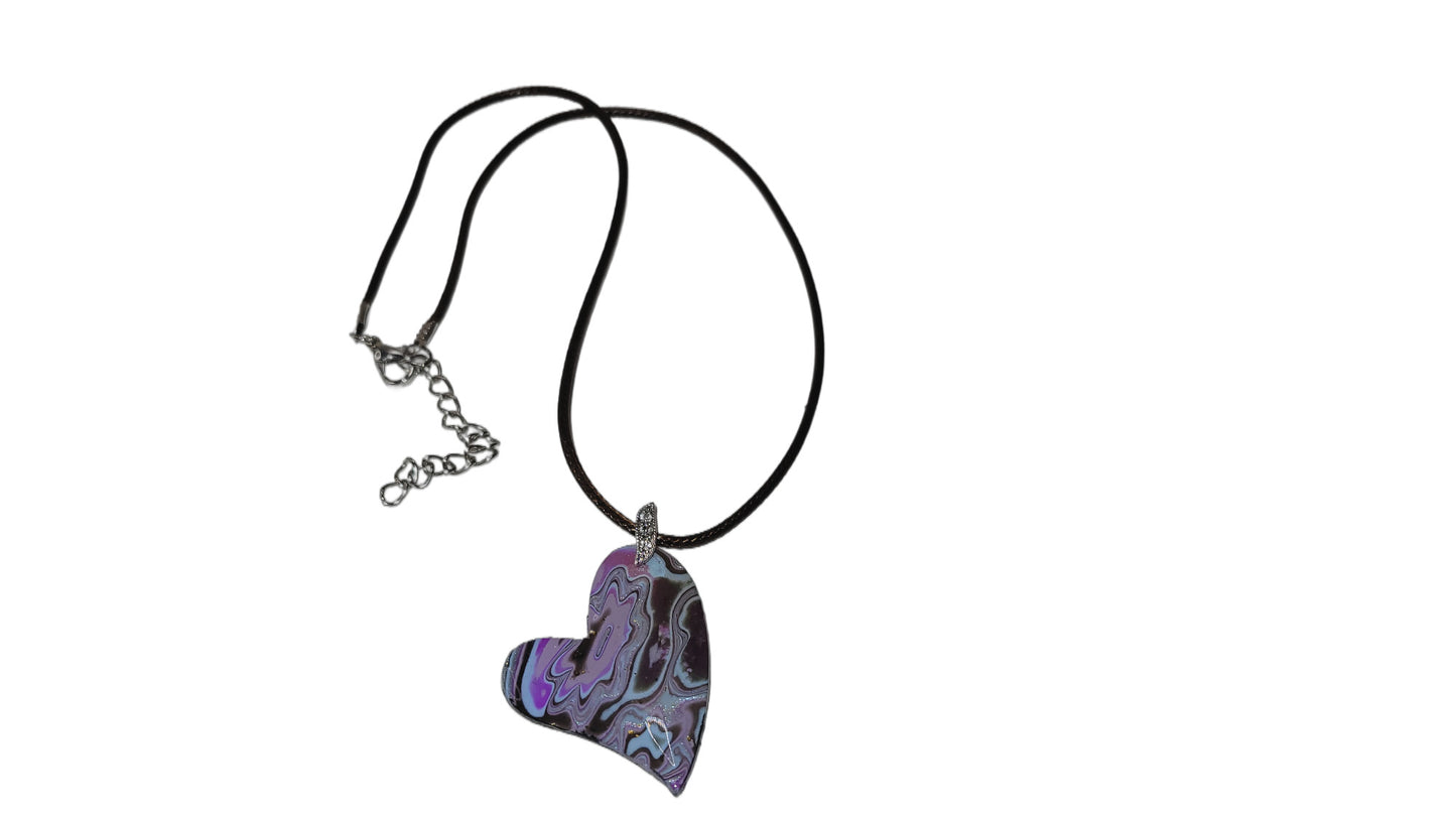 Abstract violet and lavender heart shape Necklace