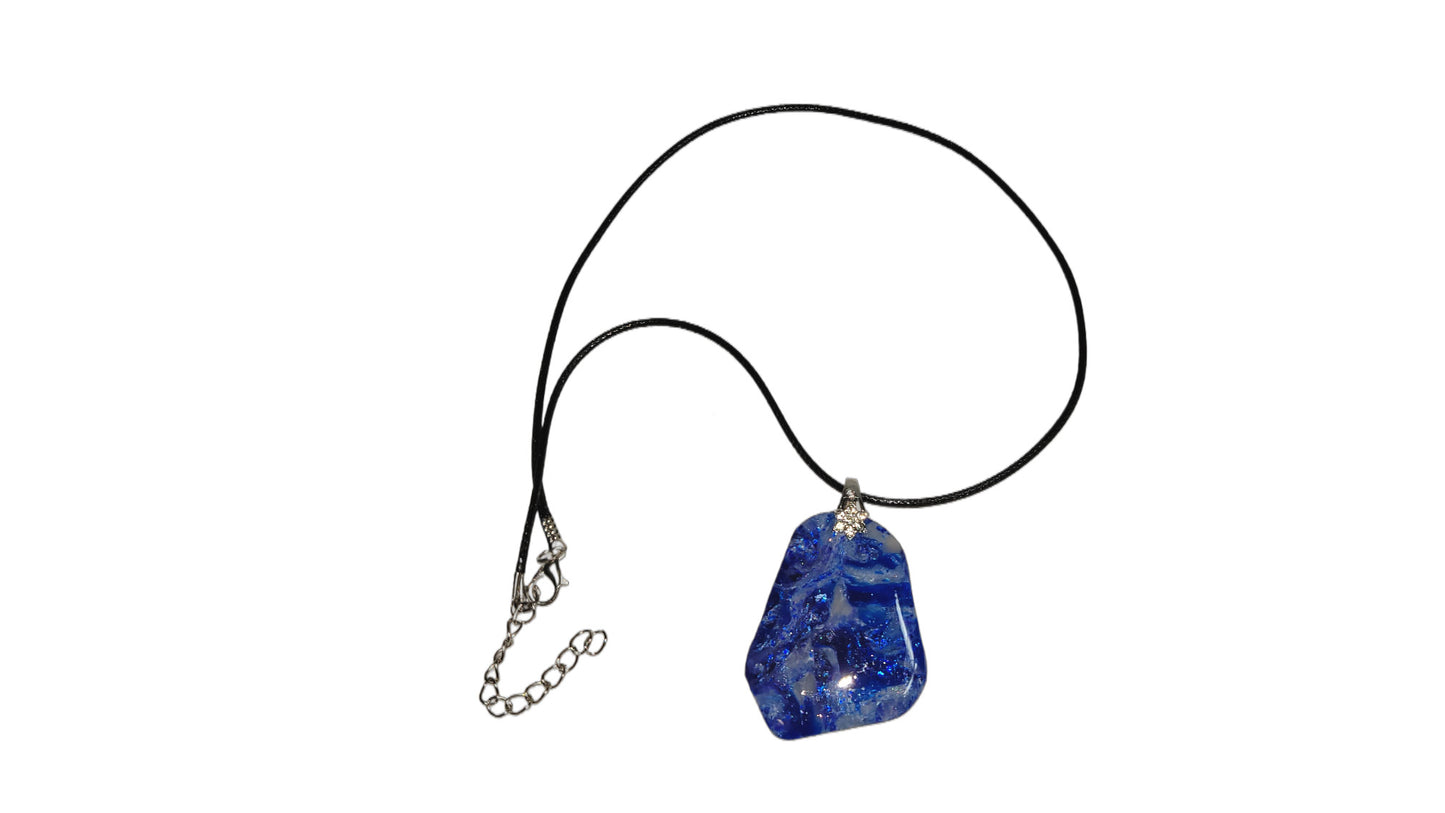 Blue translucent faux stone Necklace