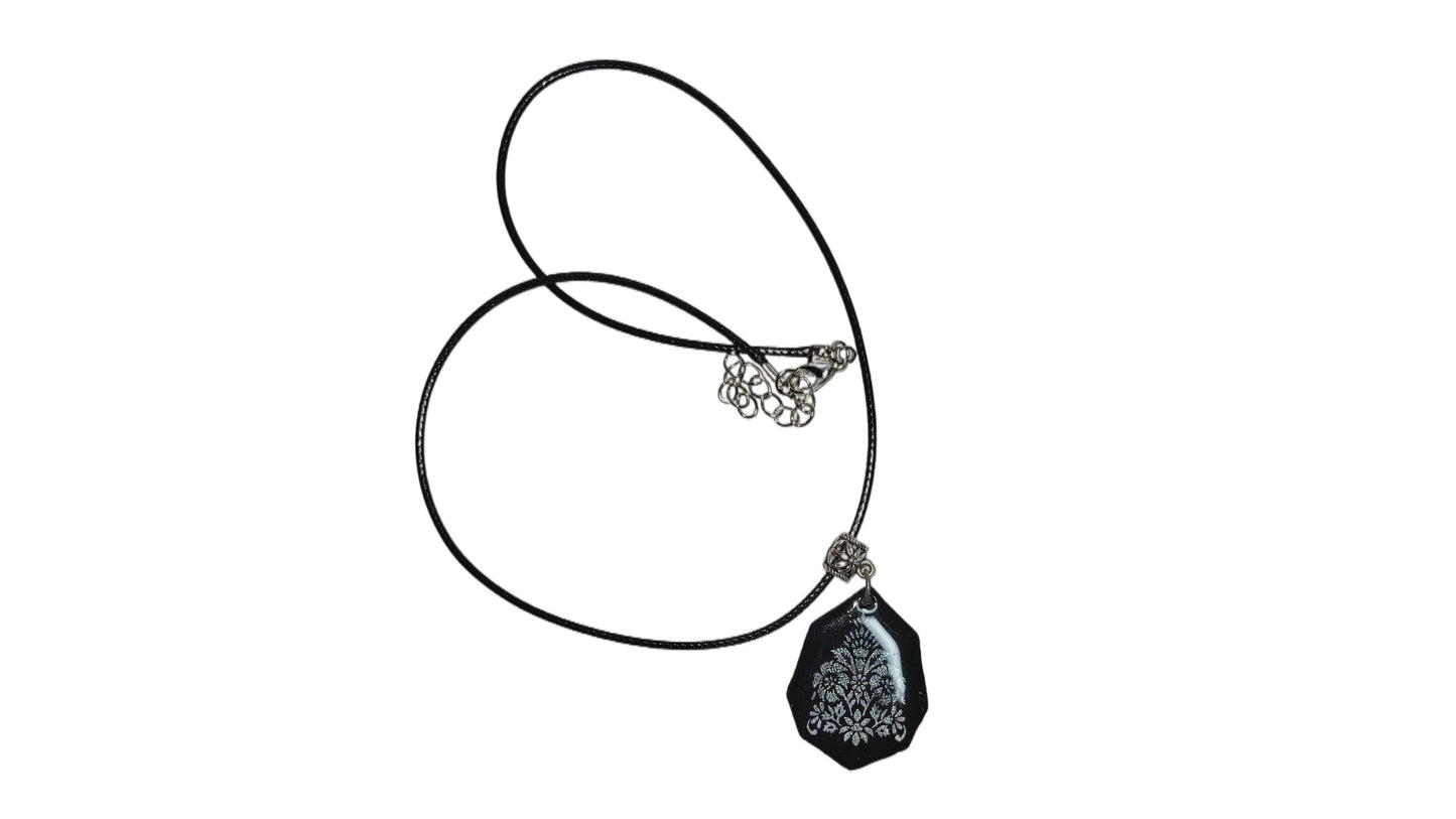 Pearly flowers on black Necklace