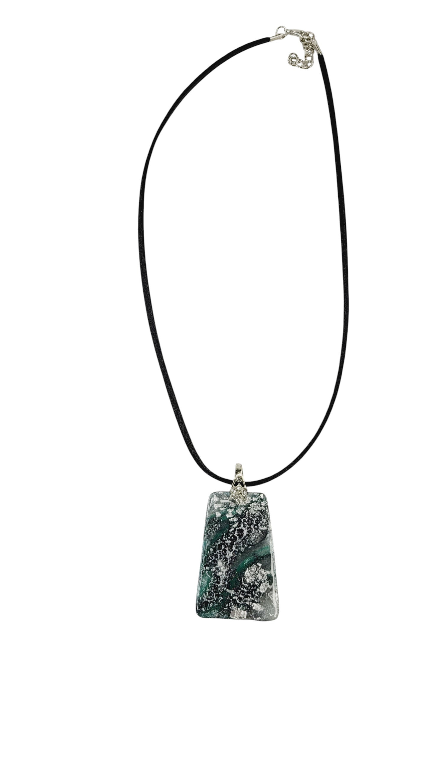 Unique textured green, black, and silver statement Necklace