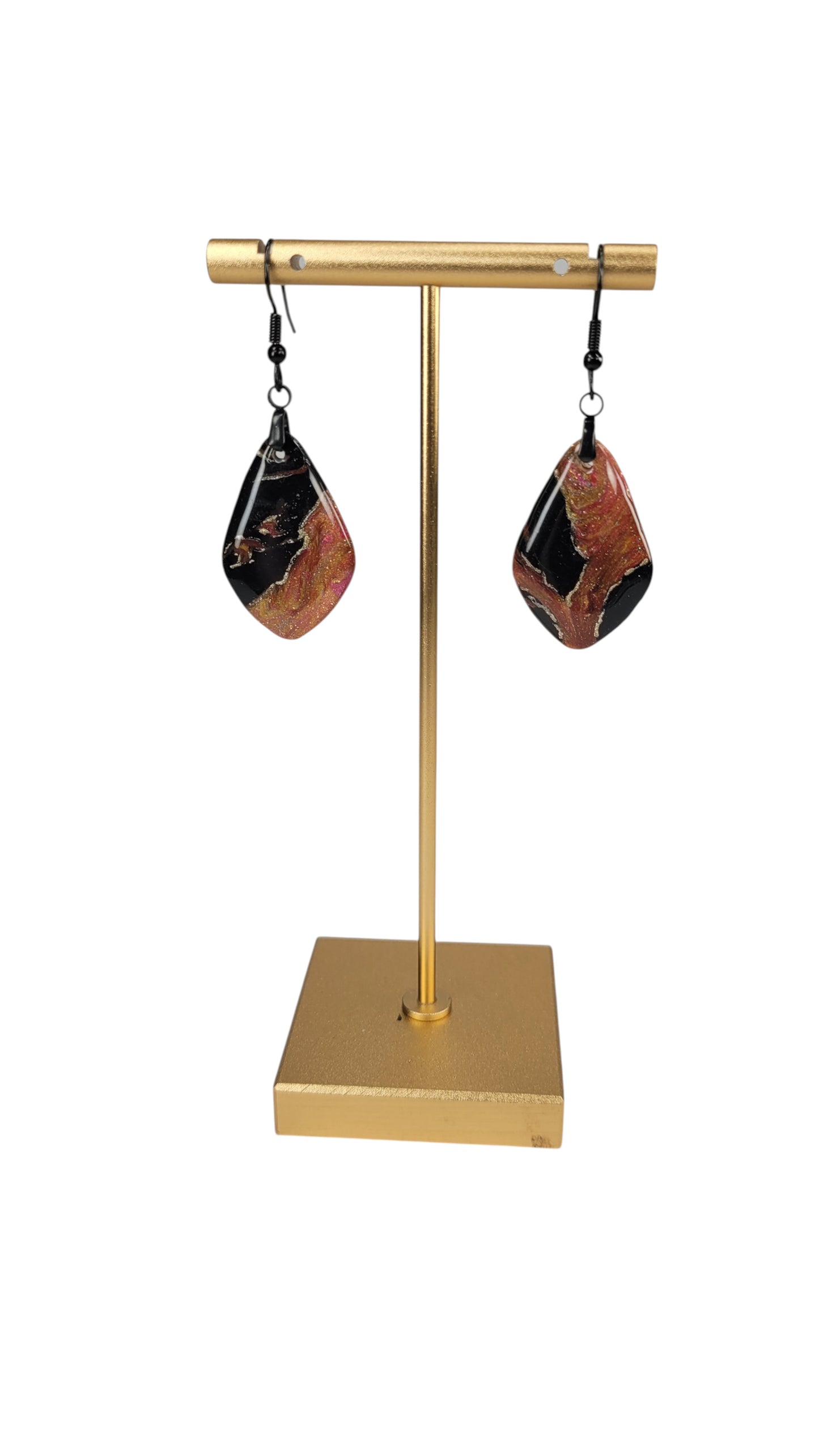 Black with ribbons of copper and ember gold Earrings