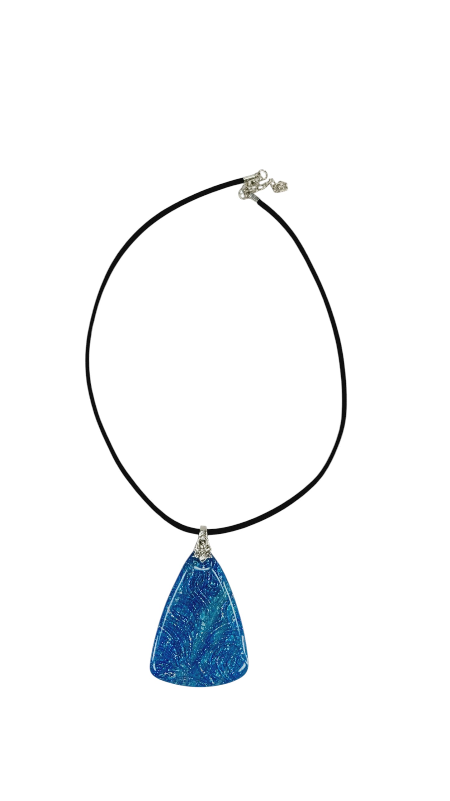 Blue pendant with delicate, flowing pattern Necklace