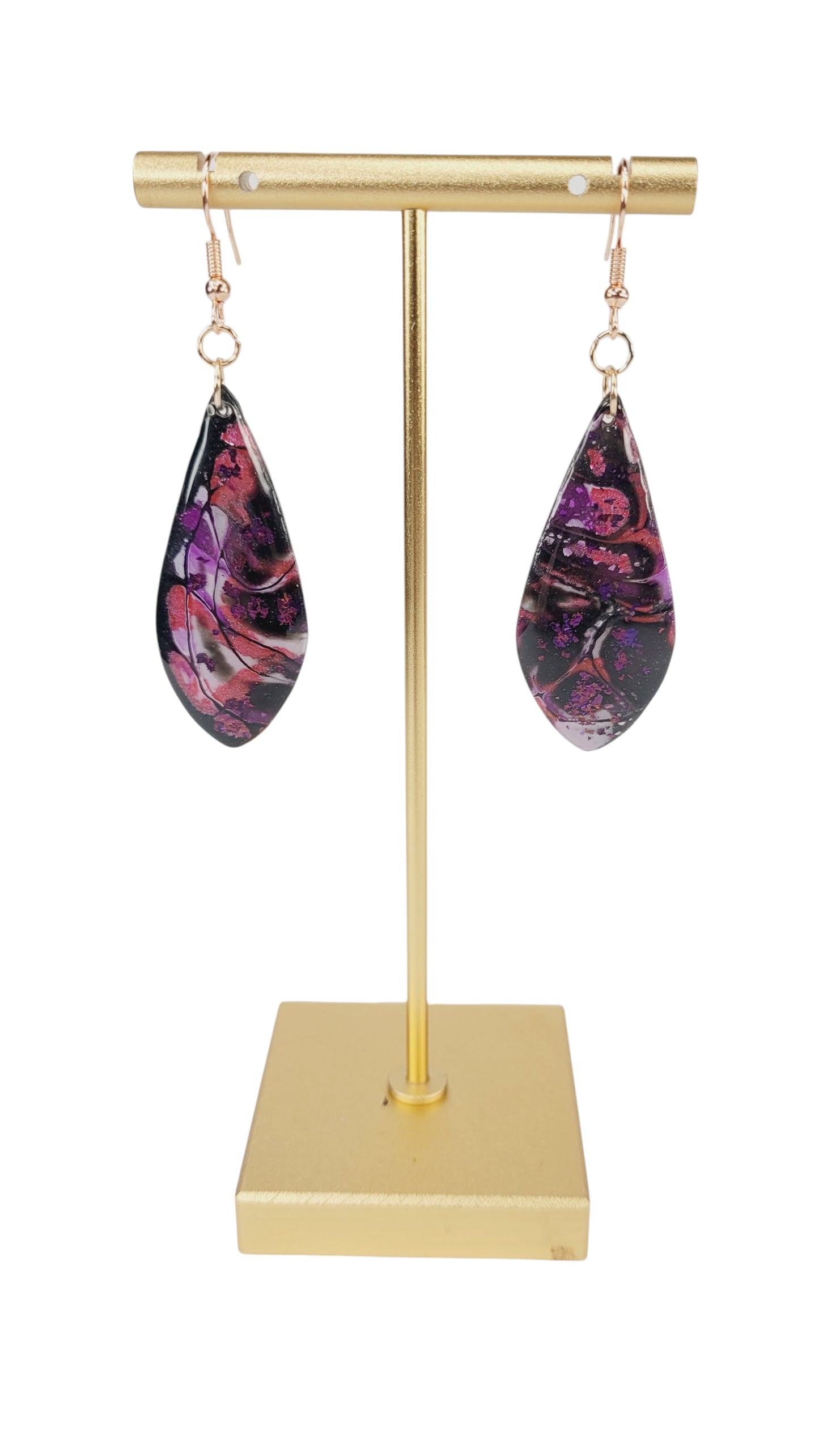 Shimmer and  glimmer with rich swirls of violet and rose Earrings