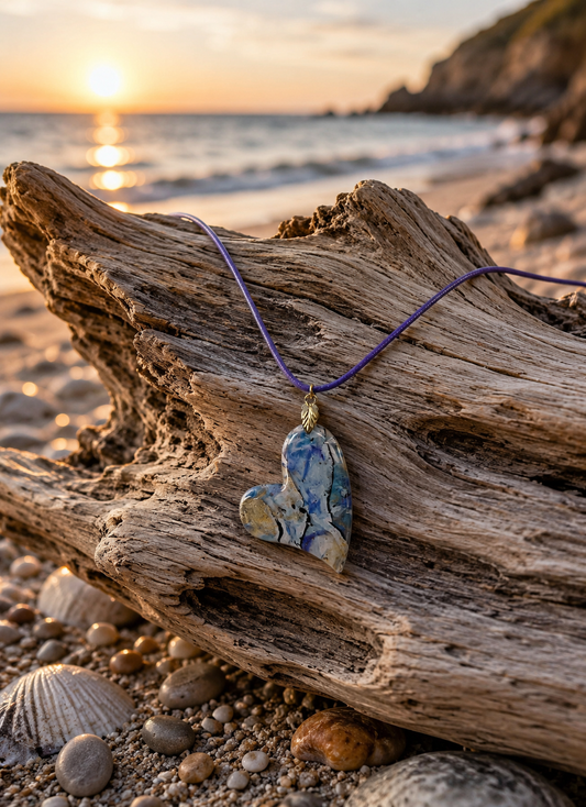 Graceful heart-shaped pendant featuring soft watercolors Necklace