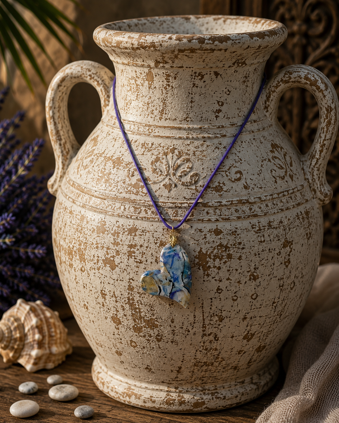 Graceful heart-shaped pendant featuring soft watercolors Necklace