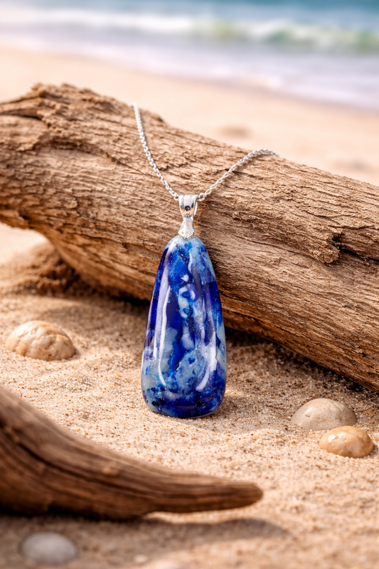 Deep cobalt blue and translucent cabochon Necklace