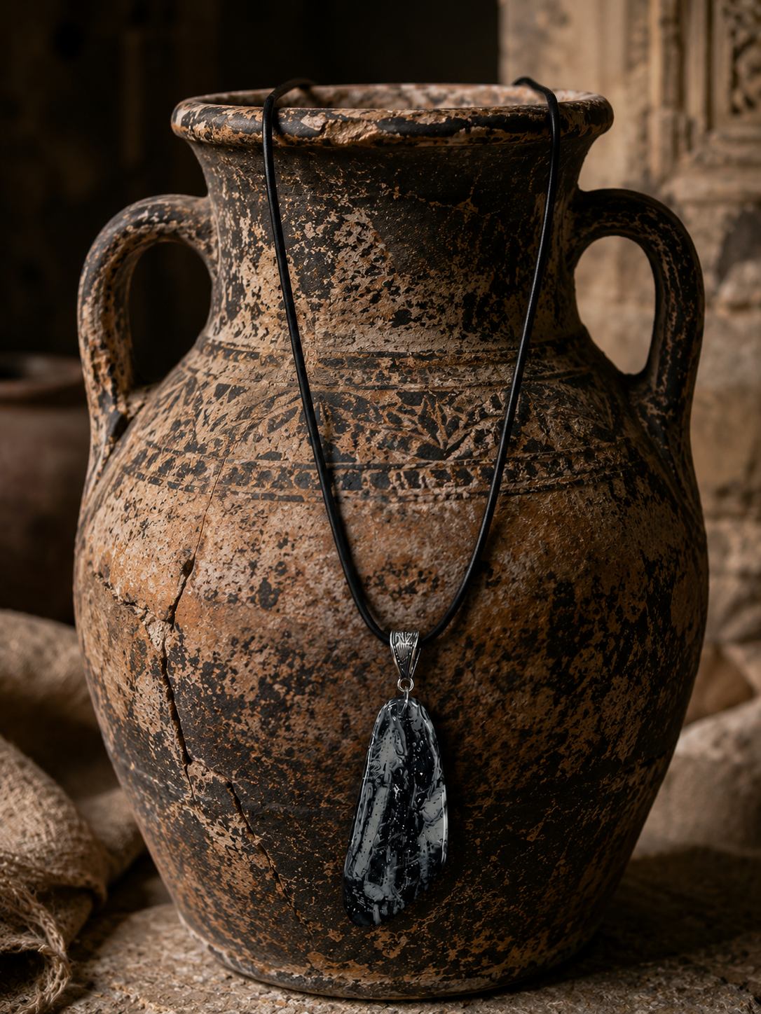 Subtle variations of charcoal and soft gray Necklace
