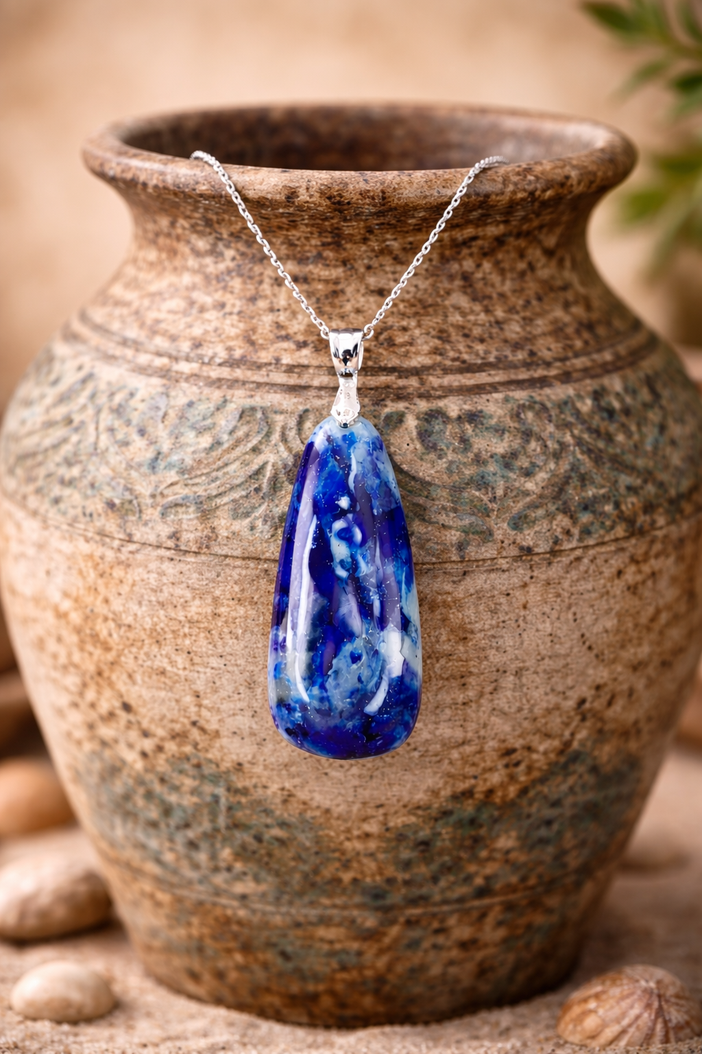 Deep cobalt blue and translucent cabochon Necklace