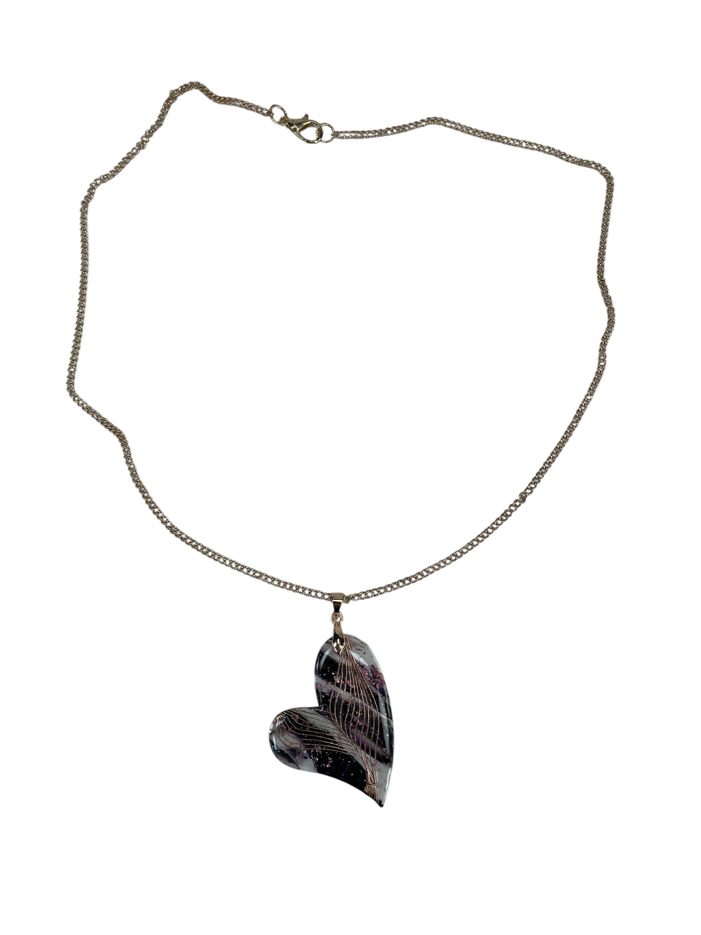 Black and pink gold heart-shaped DOUBLE-sided Necklace