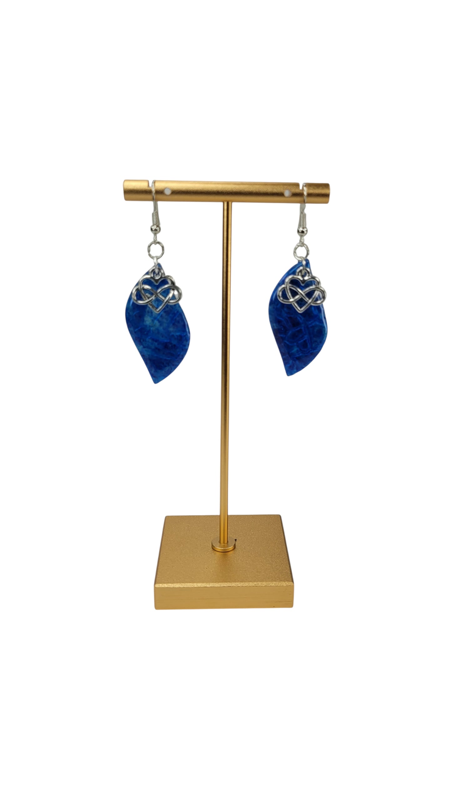 Rich, saturated cobalt blue curved flame Earrings
