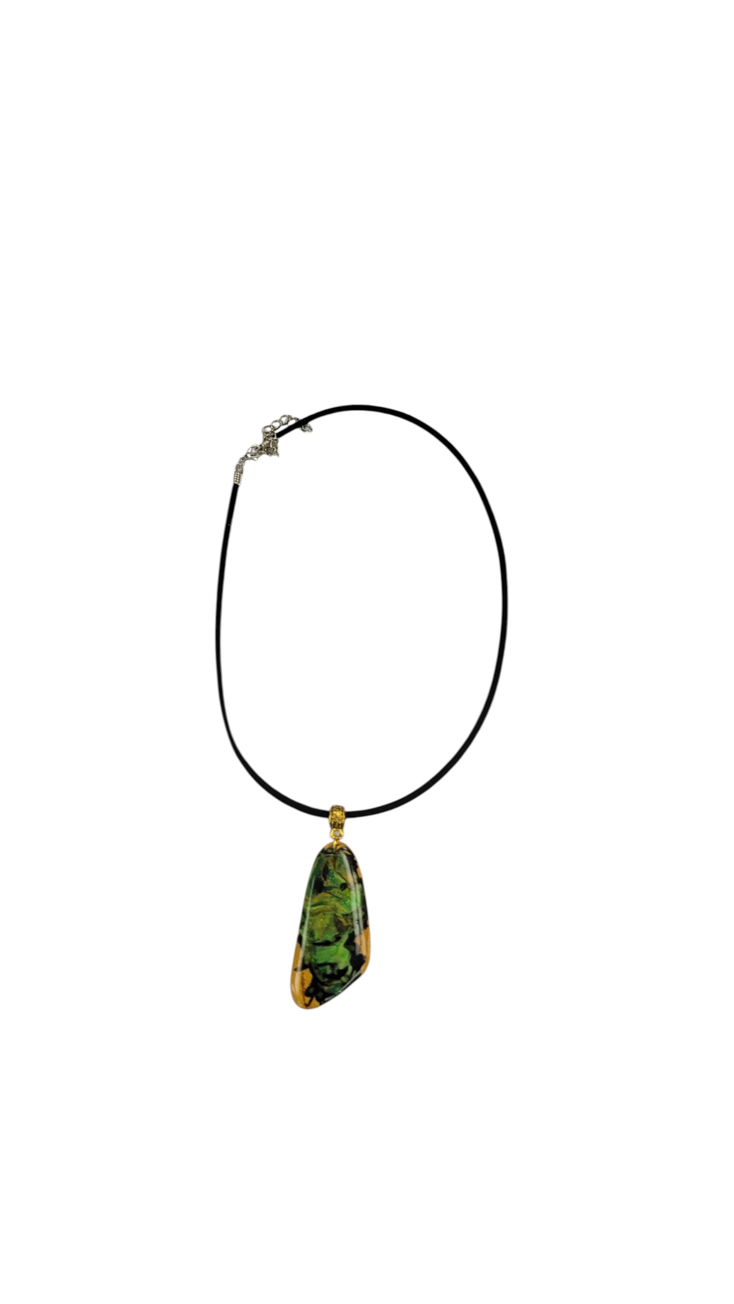 Emerald and moss green on gold Necklace