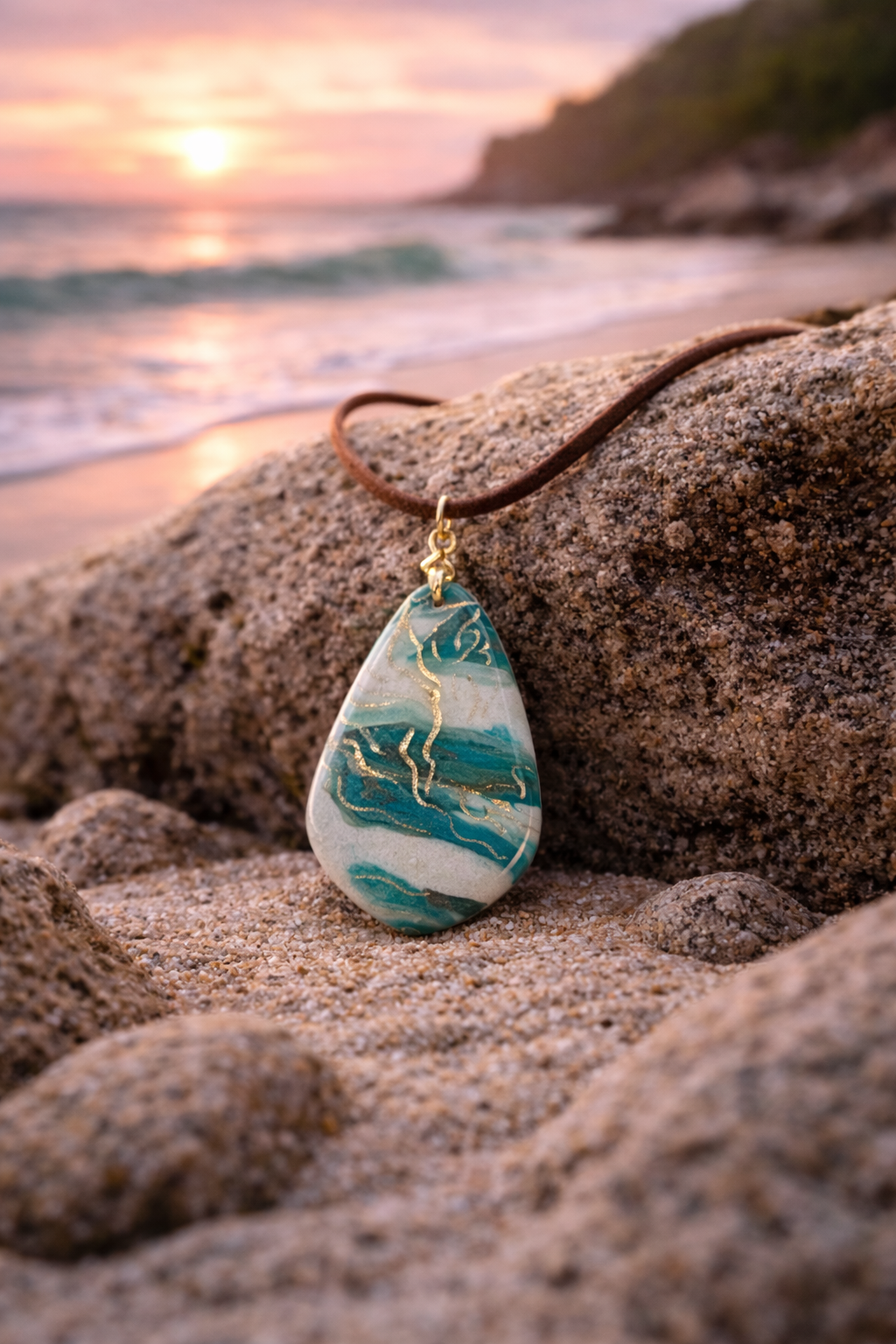 Turquoise, soft white, and delicate gold accents Necklace