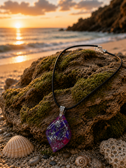 Deep violet, silver and magenta Necklace