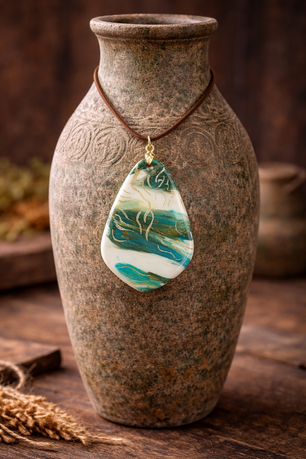 Turquoise, soft white, and delicate gold accents Necklace