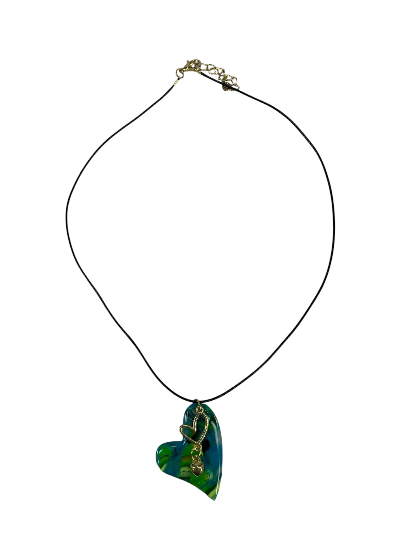 Heart-shaped pendant with 2 heart charms Necklace