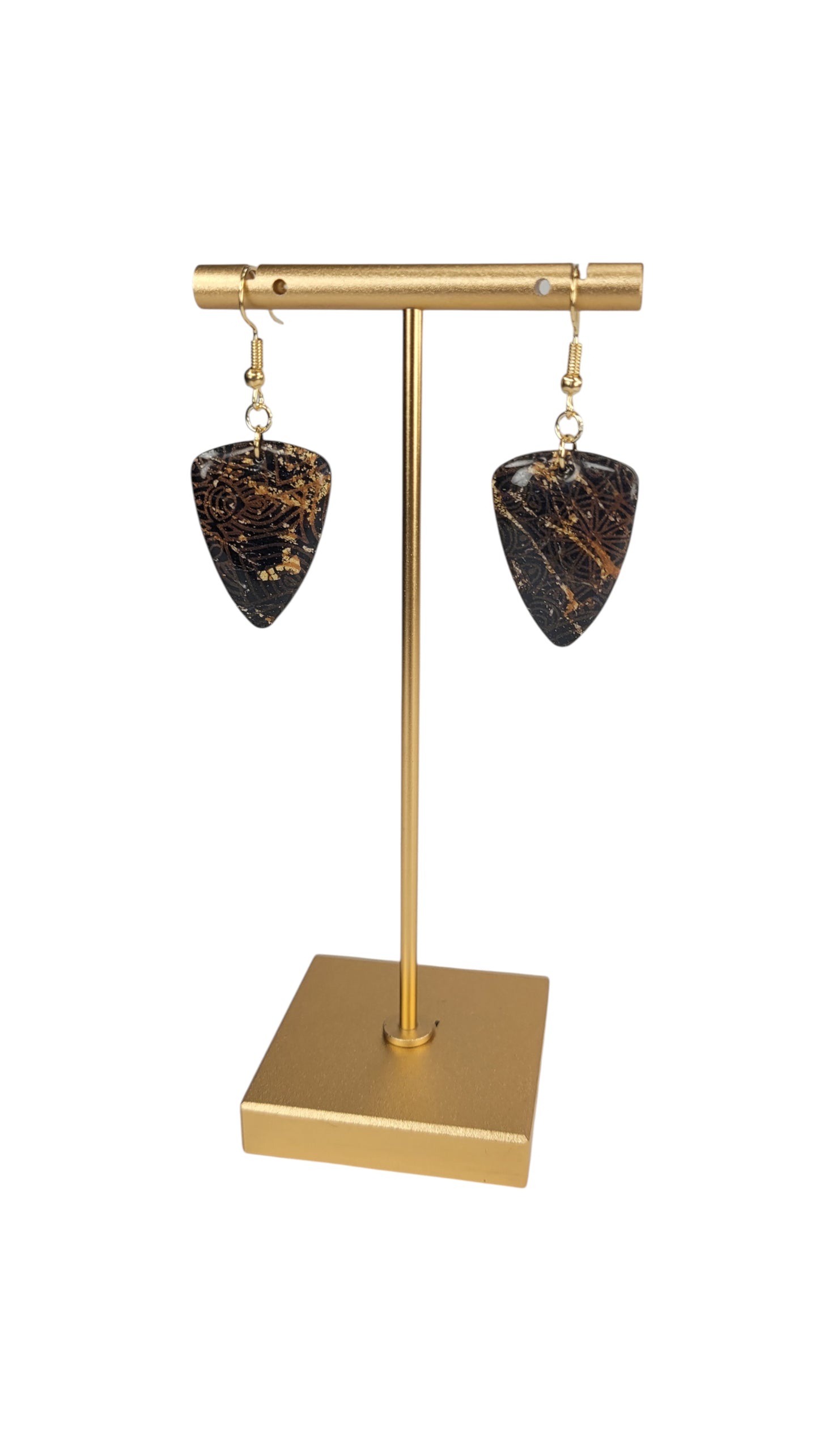 Striking Necklace and Earring SET black with scattered flecks of gold