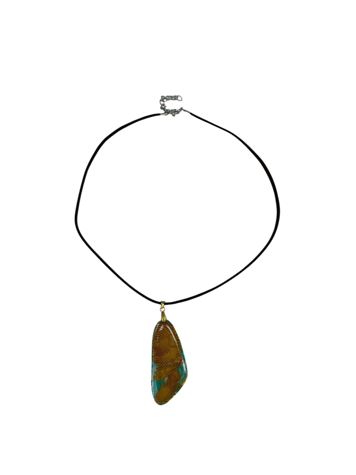Striking pendant with rich golden patterns flow like etched currents Necklace