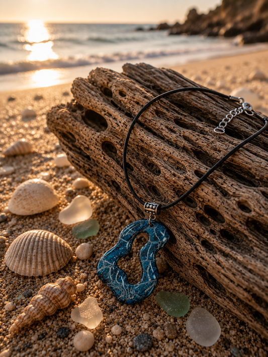 Blue and black free-form with opening Necklace