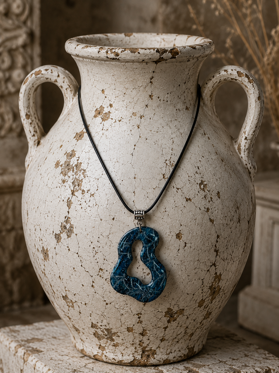 Blue and black free-form with opening Necklace
