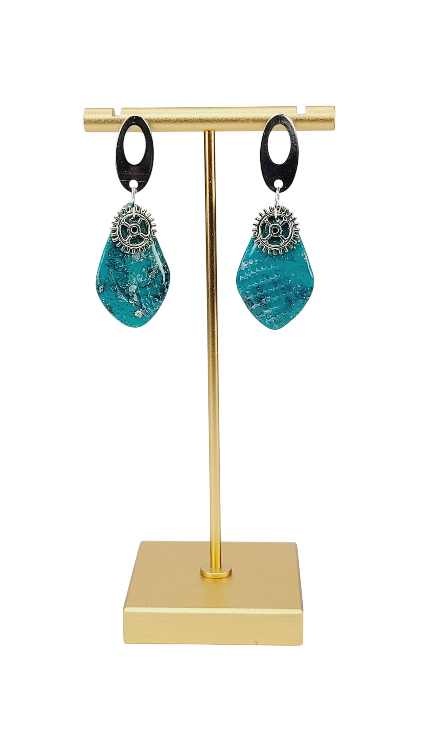 Blue small Earrings with oval posts