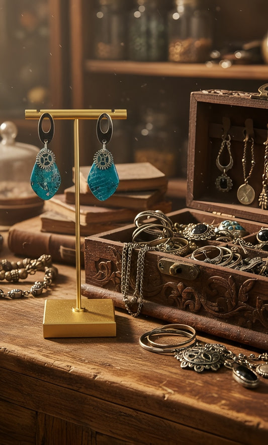 Blue small Earrings with oval posts