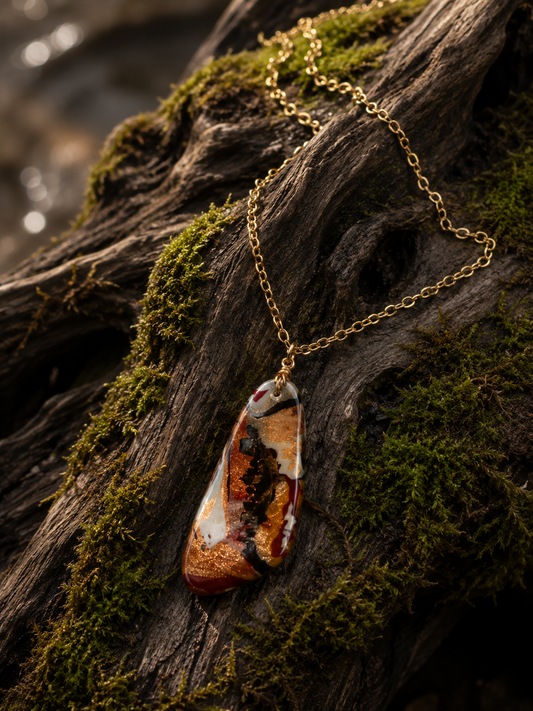 Warm earthy tones of caramel, deep brown, ivory shimmery Necklace