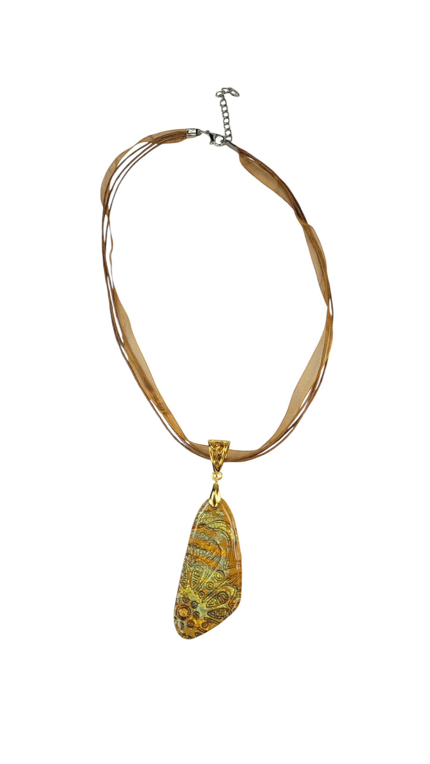 Luminous amber-toned pendant Necklace