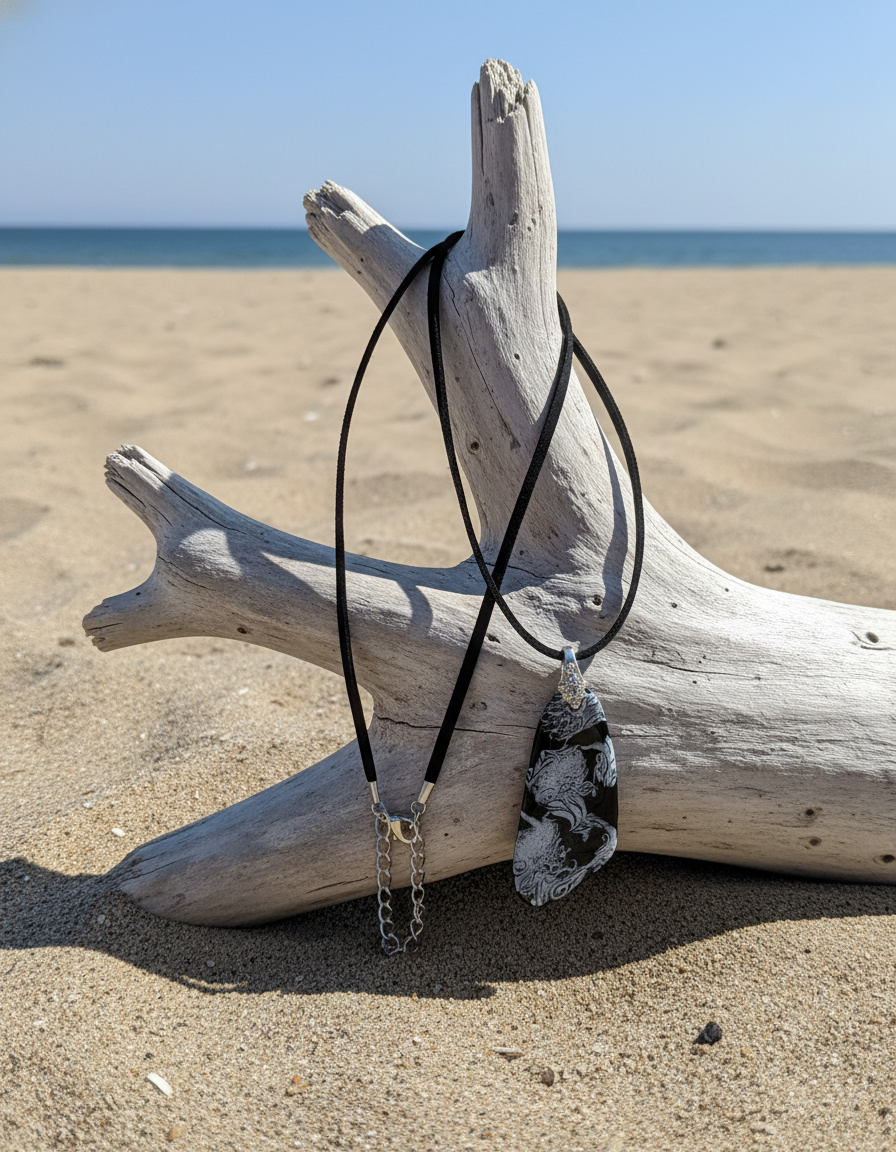 Black and silver abstract (#2) Necklace.