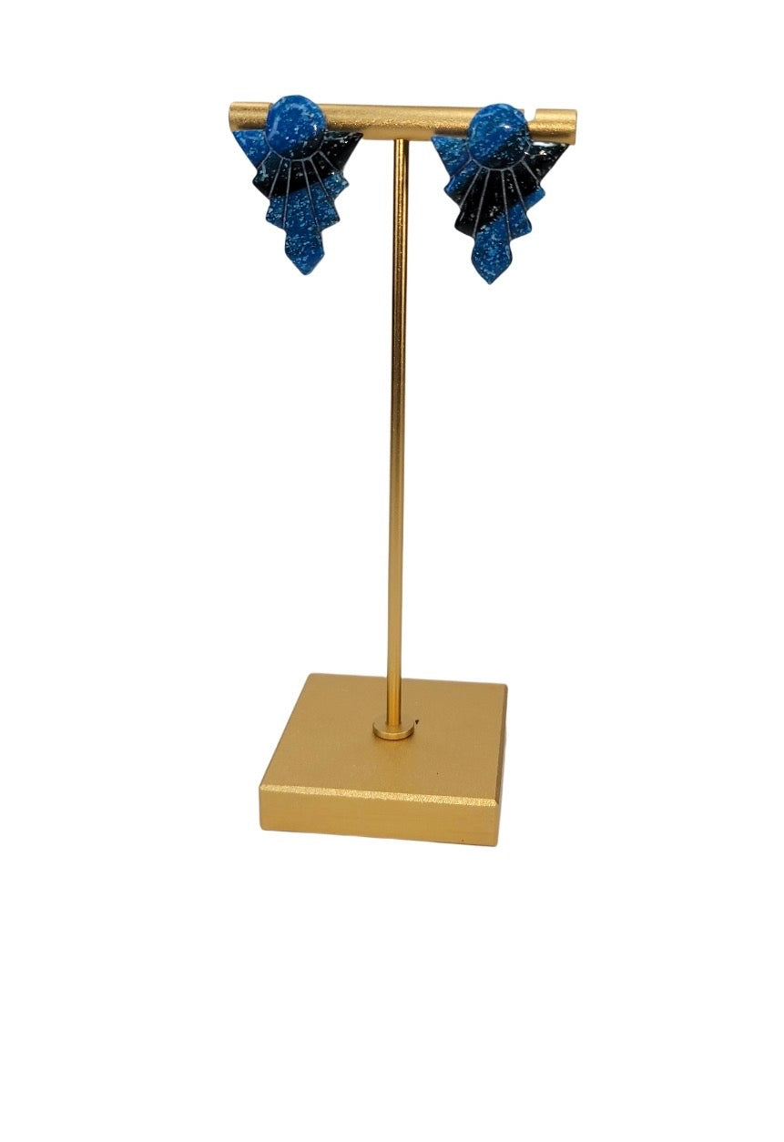 Dark blue fan-shaped Studs