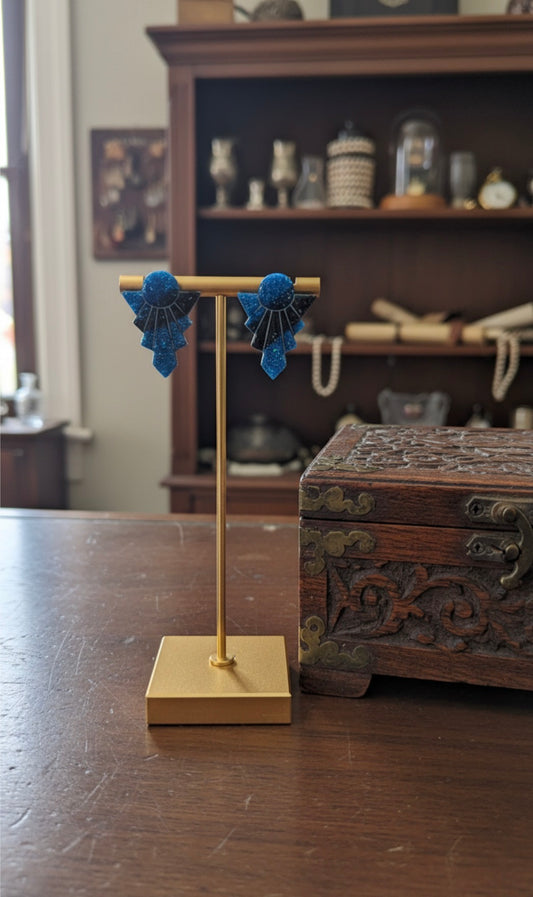 Dark blue fan-shaped Studs
