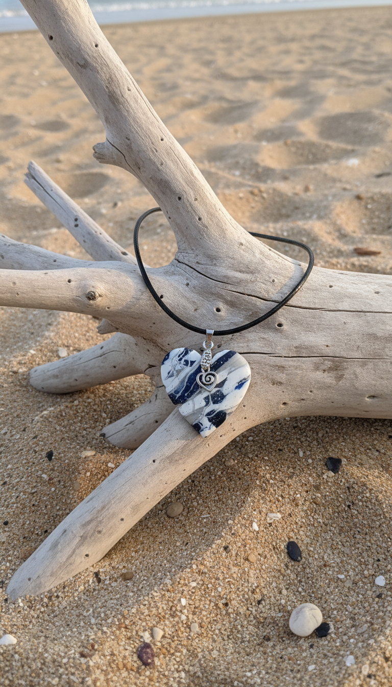 White and blue heart shaped Necklace