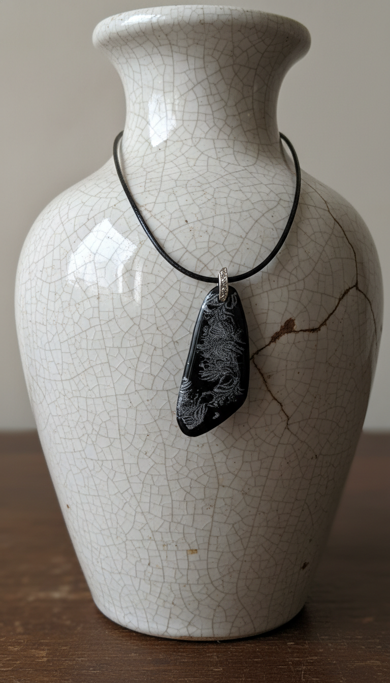 Black and silver abstract (#1) Necklace