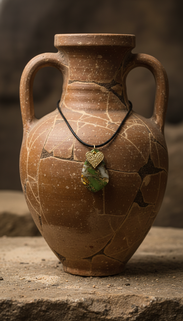 Green and translucent with heart charm Necklace