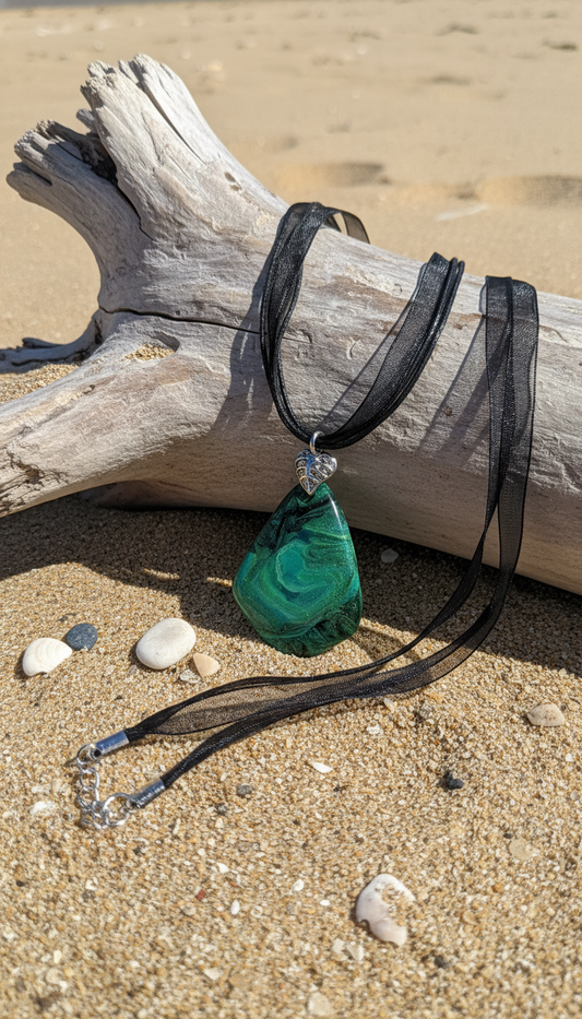 Green translucent abstract Necklace