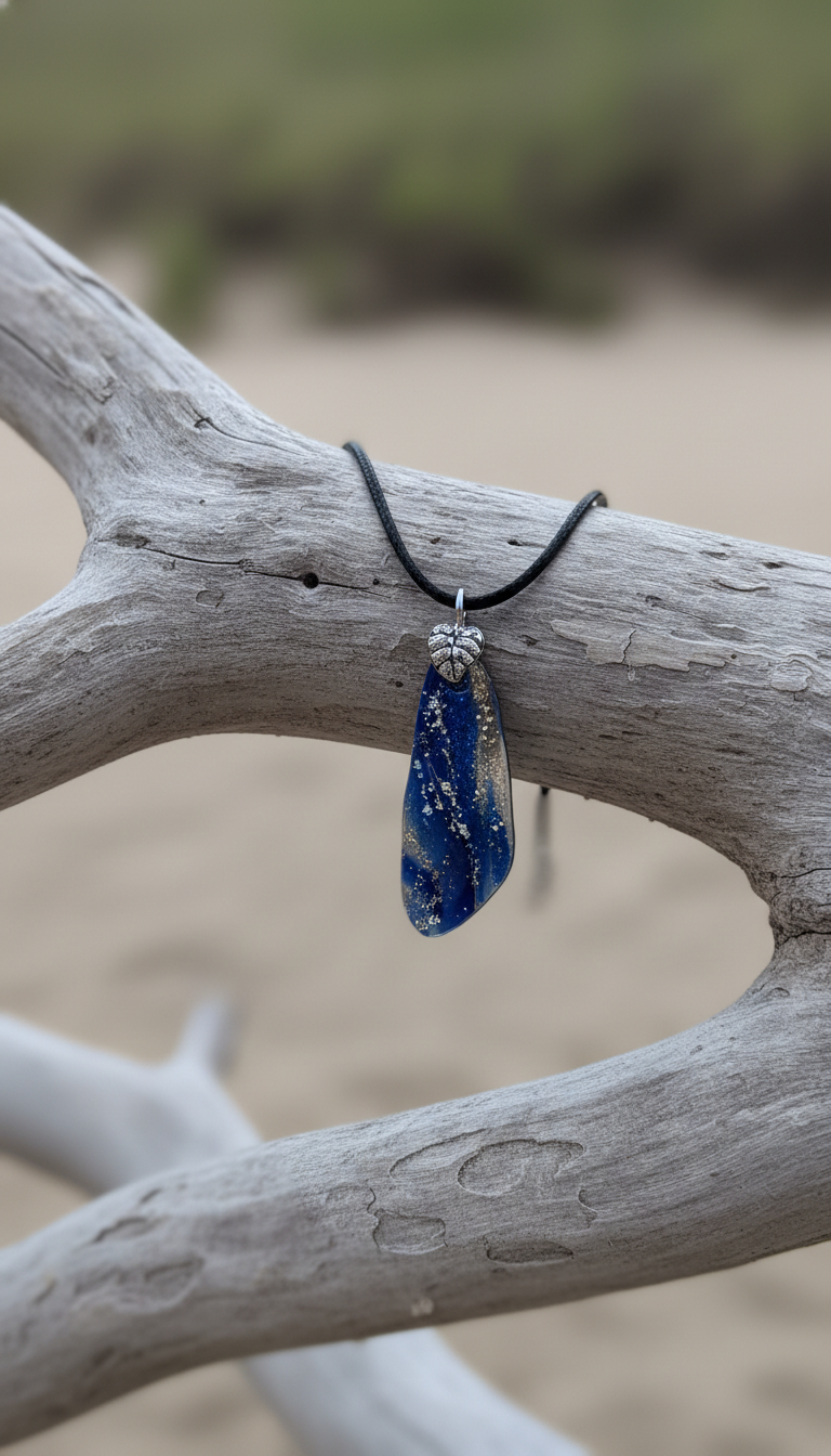 Blue and gold translucent Necklace