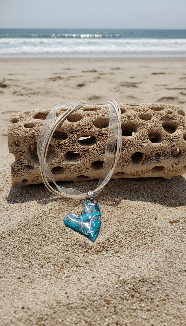 Blue and silver heart shape Necklace
